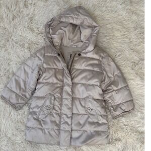 babyGap‎ Toddler Girl's Puffer Coat Jacket with Hood Light Beige 2 Years